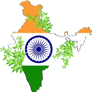 India Mapwith National Flagand Greenery PNG image