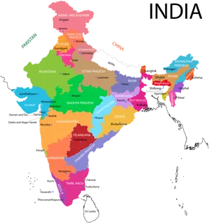 India Political Mapwith Statesand Capitals PNG image