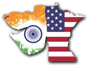 India U S A Flag Fusion Map PNG image