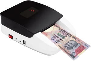 Indian Currency Detection Machinewith Note PNG image