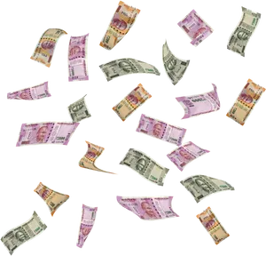 Indian Currency Notes Falling PNG image