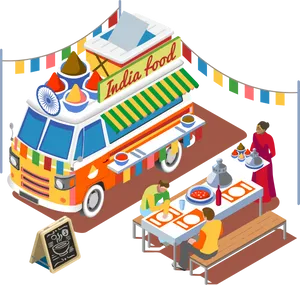 Indian Food Truck Illustration PNG image