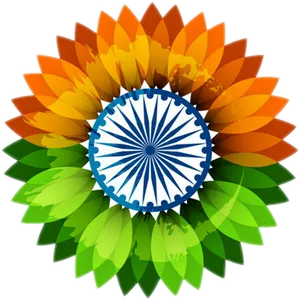 Indian Independence Day Ashoka Chakra Floral Design PNG image