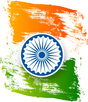 Indian Independence Day Ashoka Chakraand Tricolor Brushstrokes PNG image