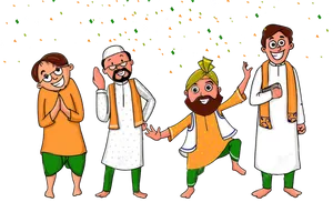 Indian Independence Day Celebration Cartoon PNG image