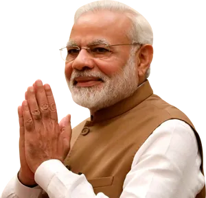 Indian Leader Greeting Pose PNG image