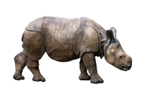 Indian Rhinoceros Isolatedon Black Background