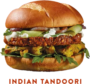 Indian Tandoori Hamburger Delicious Fusion Cuisine PNG image