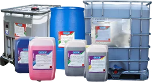 Industrial Cleaning Chemical Containers PNG image