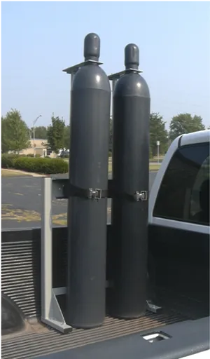 Industrial Gas Cylinders Securedon Truck Bed PNG