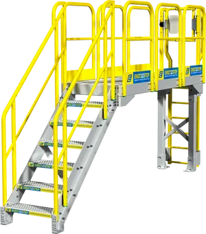 Industrial Yellow Staircase Platform PNG image