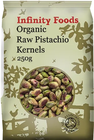 Infinity Foods Organic Raw Pistachio Kernels Packaging PNG image