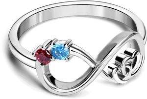 Infinity Symbol Ringwith Gemstones PNG image