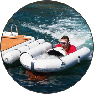 Inflatable Boat Adventureat Sea PNG image