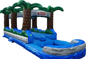 Inflatable Water Slide With Palm Trees PNG image