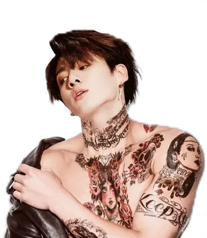 Inked Portrait Stylish Man PNG