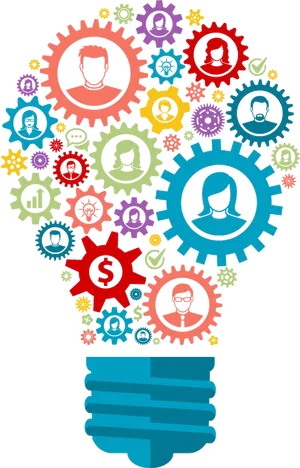 Innovative Thinking Light Bulb Gears PNG