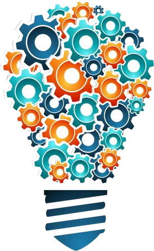 Innovative Thinking Lightbulb Gears PNG