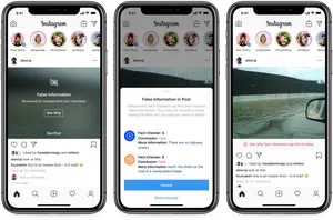 Instagram Fact Checking Feature Demonstration PNG image