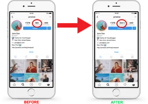 Instagram Followers Increase Comparison PNG image