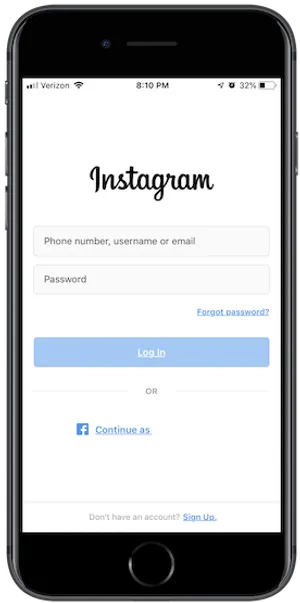 Instagram Login Screeni Phone PNG image