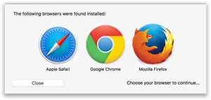 Installed Web Browsers Selection Screen PNG image