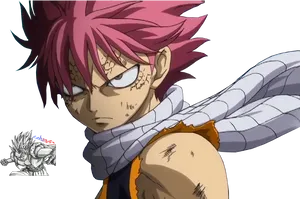Intense Anime Character Natsu Dragneel PNG image