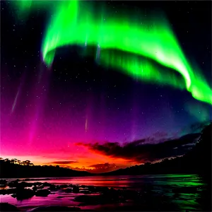 Intense Aurora Over Waterfalls PNG Fnt93
