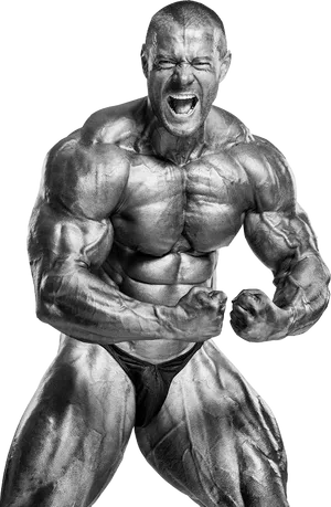 Intense Bodybuilder Pose PNG image