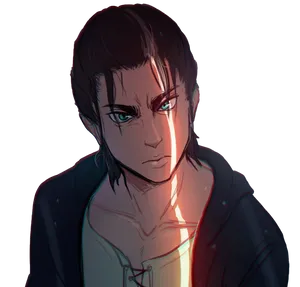 Intense Eren Yeager Portrait PNG image