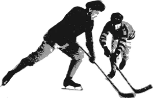 Intense Hockey Faceoff Silhouette PNG image