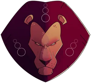 Intense Lion Shield Graphic PNG image