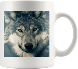 Intense Wolf Mug Design PNG image