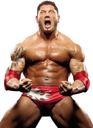 Intense Wrestler Pose PNG image
