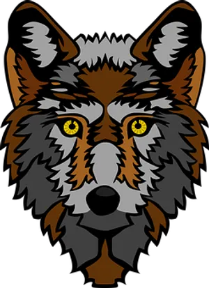 Intense Yellow Eyed Wolf Graphic PNG image