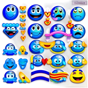 Interactive Blue Emojis PNG Bundle 93 PNG