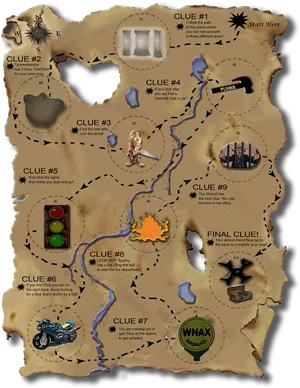 Interactive Treasure Map Clues PNG image
