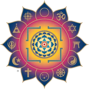 Interfaith Symbols Lotus Mandala PNG image