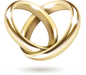 Interlocked Golden Wedding Rings Clipart PNG image