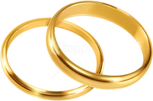 Interlocking Gold Wedding Rings Clipart PNG
