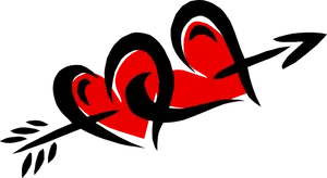 Interlocking Heartswith Arrow Clipart PNG image