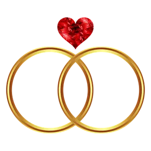 Interlocking Ringswith Red Heart PNG image