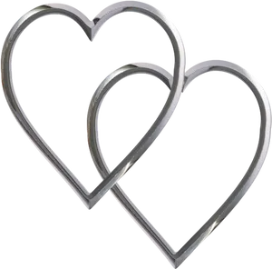 Interlocking Silver Hearts Graphic PNG image