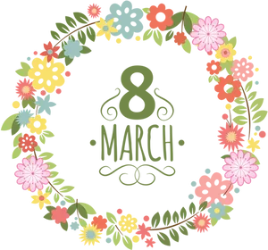 International Womens Day Floral Wreath PNG image