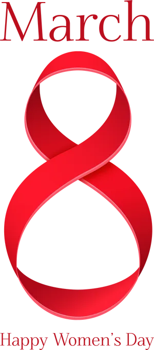 International Womens Day Red Ribbon Graphic PNG image