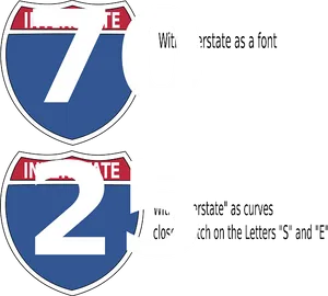 Interstate Sign Font Comparison PNG image