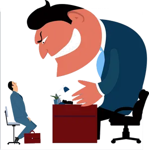 Intimidating Boss Interview Cartoon PNG image