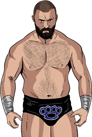 Intimidating Wrestler Illustration PNG image