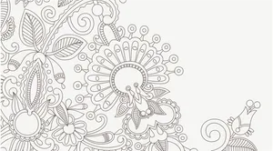 Intricate Batik Pattern Outline PNG image