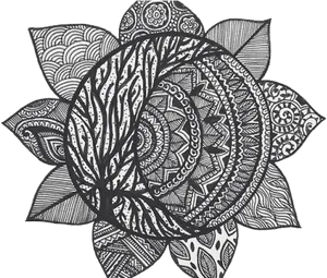 Intricate Blackand White Mandala Art PNG image